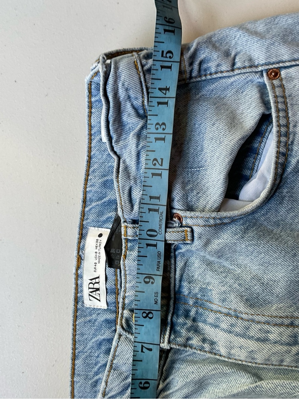 Zara 90s Full Length Wide Leg Jeans Light Wash Size 8 - Picture 6 of 9